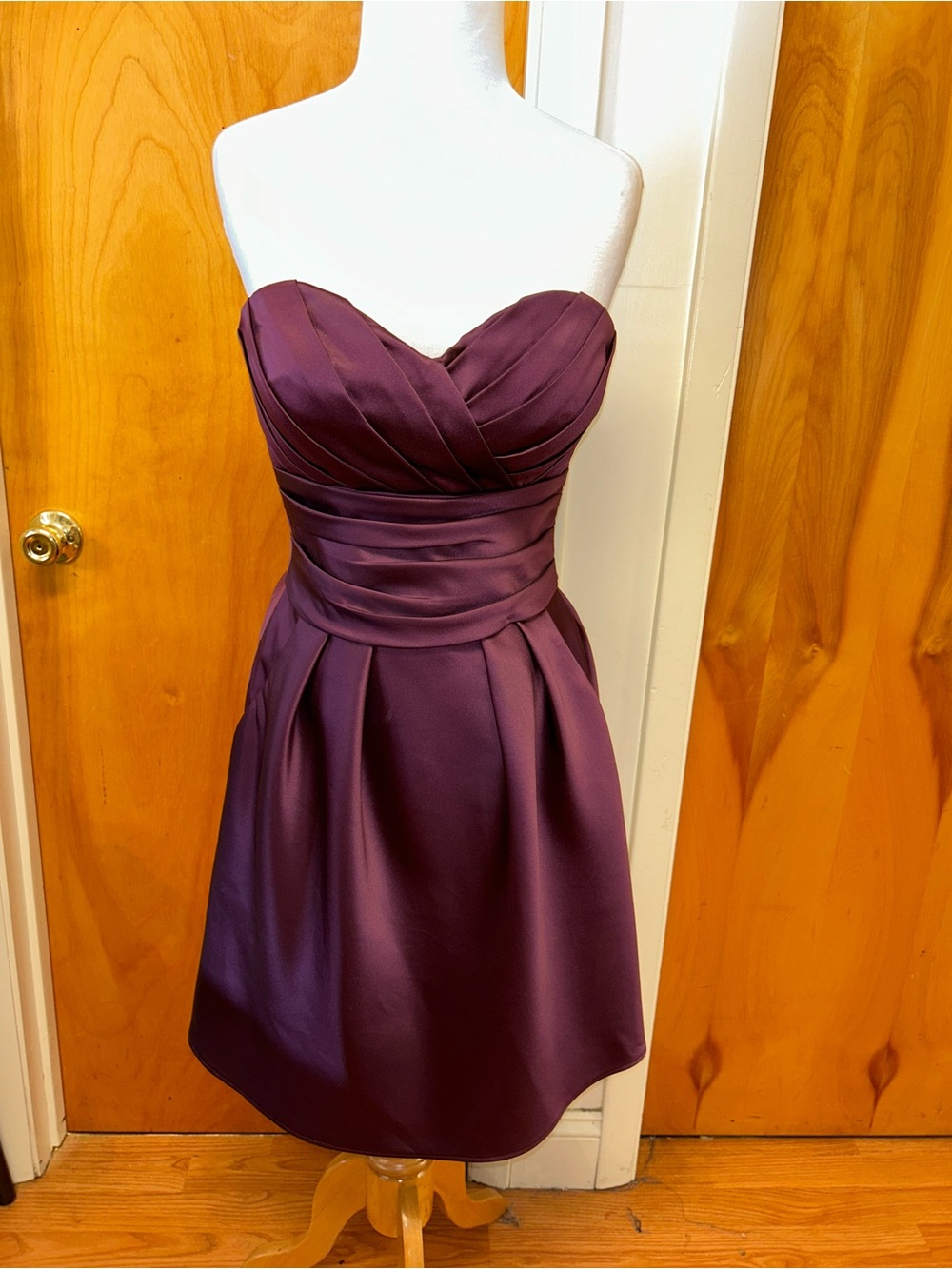 Bill Levkoff purple strapless mini satin dress size 2
